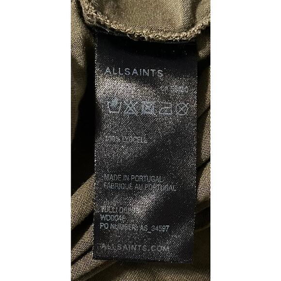 All Saints Asymmetrical Dress in Military Green Slouchy Drapes on One Side sz. 6 - Picture 5 of 6